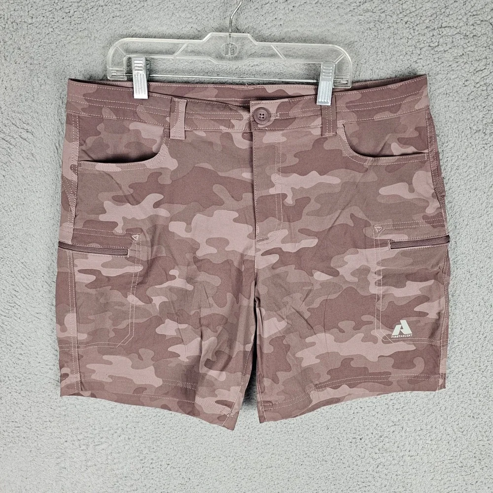 Eddie Bauer Shorts Womens 14 Mauve First Ascent Camo Hiking Outdoor Stretch